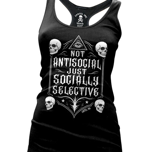 I'm Not Antisocial Just Socially Selective Women's Racer Back Tank Top