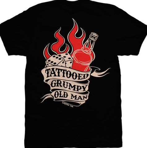Tattooed Grumpy Old Man Mens T-Shirt