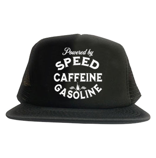 Powered by Speed Caffeine Gasoline Trucker Hat