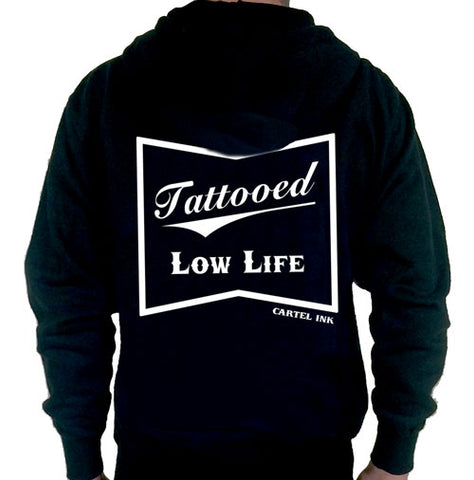 Tattooed Low Life Pullover Back Print Hoodie Men's Design-LIMITED EDITION