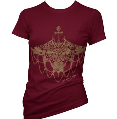 Hamsa Tattoo Women's T-Shirt-Wine