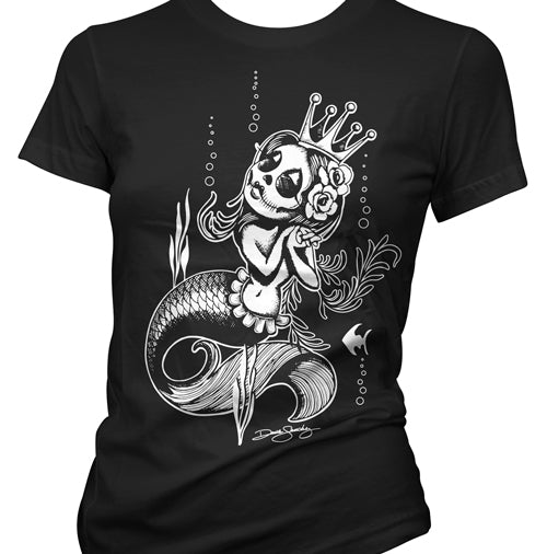 Affliction Women's Queen Lover T-Shirt – Black V-Neck, Biker Tattoo Style, 100% Cotton