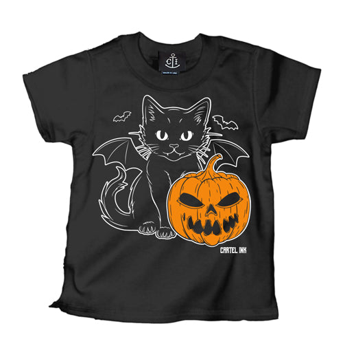 Black Cat Creepy Kid's T-Shirt