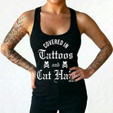 Covered in Tattoos and Cat Hair Women's Racer Back Tank Top