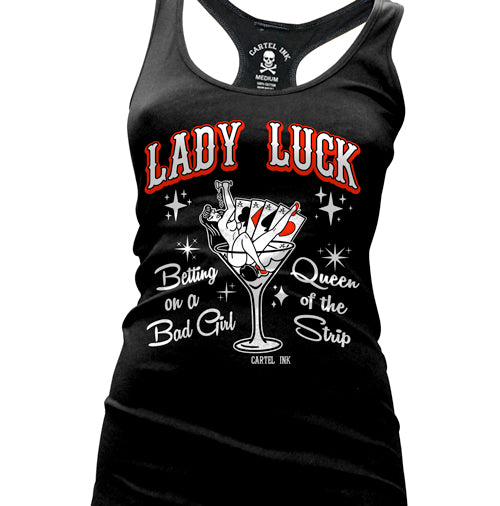 Vegas-Lady Luck Women's Racer Back Tank Top