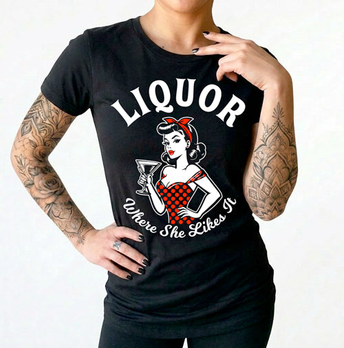 Liquor Where She Likes It Women's T-Shirt