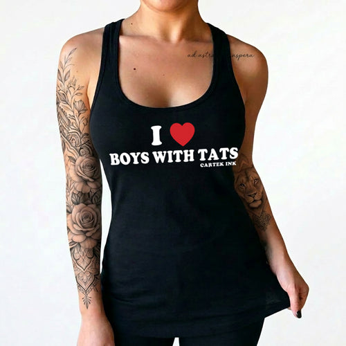 I Love Boys with Tats Women's Racer Back Tank Top