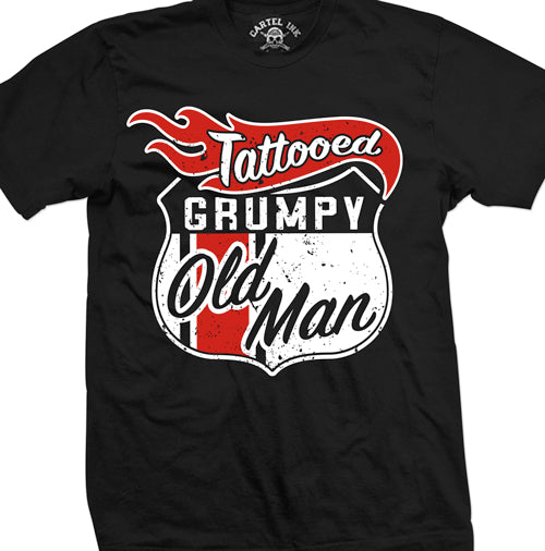 Tattooed Grumpy Old Man Mens T-Shirt