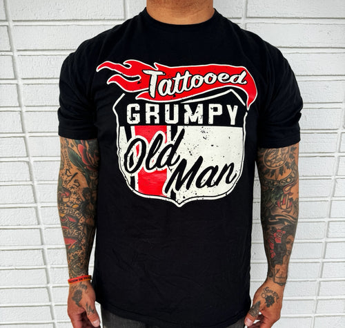 Tattooed grumpy old man tee shirt