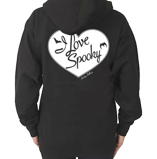 Lucky Hellcat I Love Spooky Unisex Hoodie by Cartel Ink.