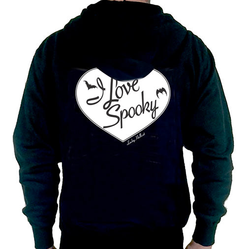 Lucky Hellcat I Love Spooky Unisex Hoodie by Cartel Ink.