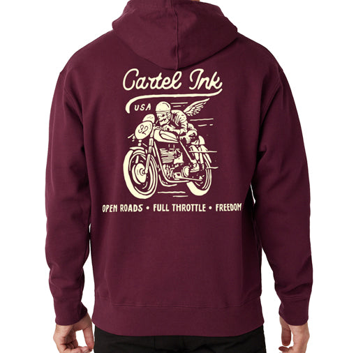Open Roads Maroon Pullover Unisex Hoodie