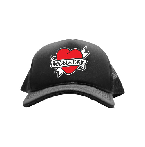 Mom and Dad Heart Tattoo Youth Trucker Hat