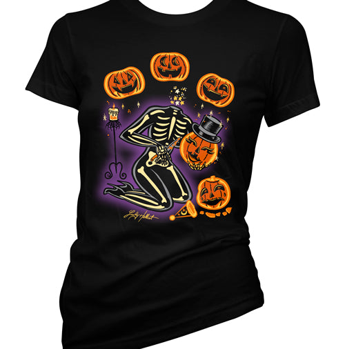Lucky Hellcat Pumpkin Head Women's T-Shirt