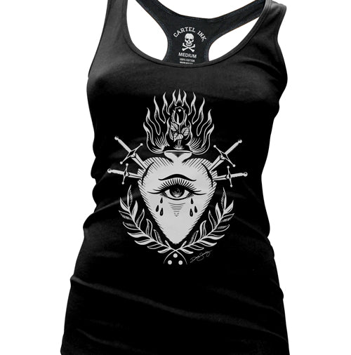 Sacred Heart Eye Womens Racer Back Tank