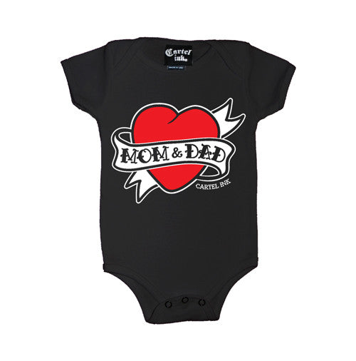 Mom and Dad Heart Tattoo Infant's Onesie