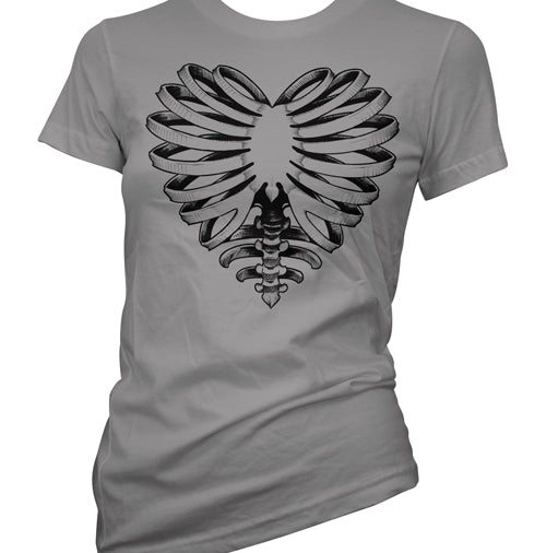 Skeleton Heart Women's T-Shirt-GREY