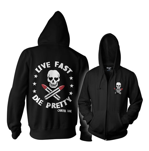 Live Fast Die Pretty Women's Zippered Hoodie