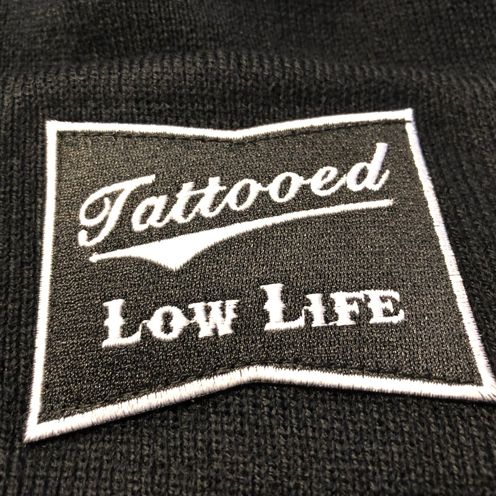 OG Tattooed Low Life Cuffed Knit Beanie-White